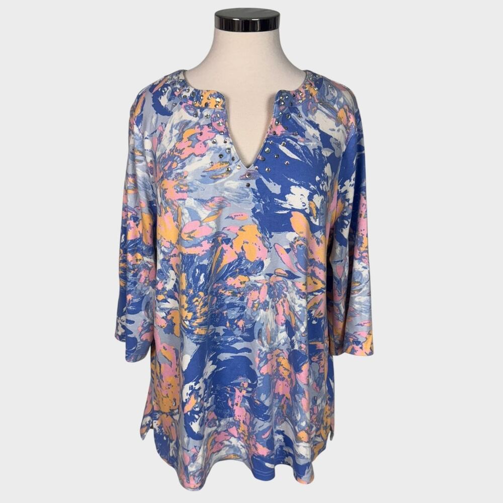 Quacker Factory Plus Size 1x Multicolored Silver … - image 1